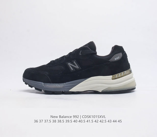 新百伦new Balance 992 复古风格简约经典舒适百搭时尚休闲鞋缓震透气跑步鞋 鞋面采用猪皮革与织物相结合 尼龙网布在拼接工序上极为繁复 彰显质感的同时