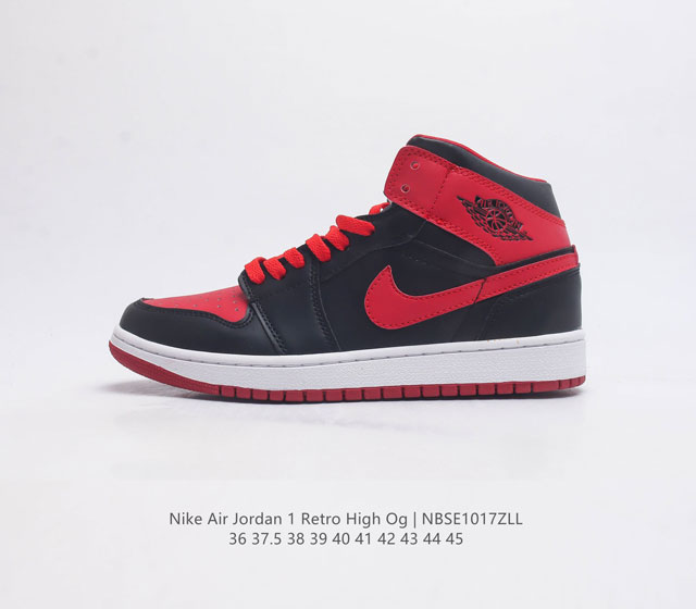 耐克 Nike Air Jordan 1 Mid 男女子篮球鞋时尚轻盈板鞋aj1乔1运动鞋 乔丹一代 高帮复古休闲篮球鞋 Air Jordan 1 Mid 搭载