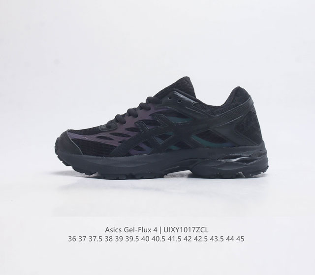 Asics 亚瑟士 Gel-Flux 4 男女子运动鞋舒适跑鞋缓震透气跑步鞋 Gel-Flux4采用的是新一代轻质网布面 大孔洞设计极具透气性 柔软包覆双脚 让