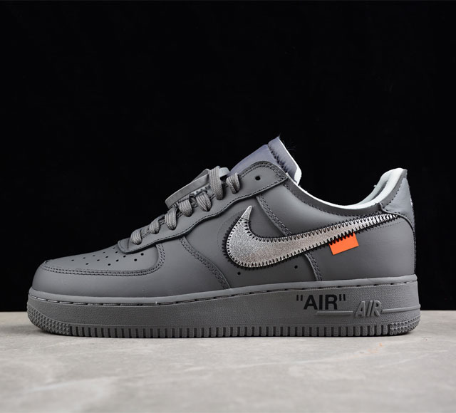 Off White X Nk Air Force 7 Low 联名款 空军一号低帮休闲运动板鞋 Dx1419- #配色采用灰色鞋身搭配金属银色 Swoosh 和