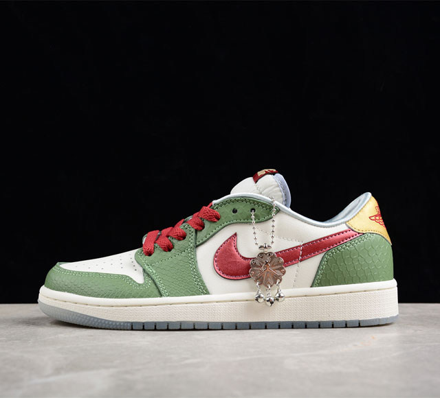 纯原版nike Air Jordan 1 Low Og Year Of The Dragon Xxaj1乔丹一代低帮经典复古文化休闲运动篮球鞋 龙年白绿金酒红