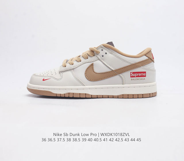 真标 耐克nike Dunk Low 板鞋 Sb系列 Supreme 经典百搭休闲运动板鞋加厚鞋舌的填充 使舒适性大大提升 同时也更方便穿脱中底部分则加入了脚感