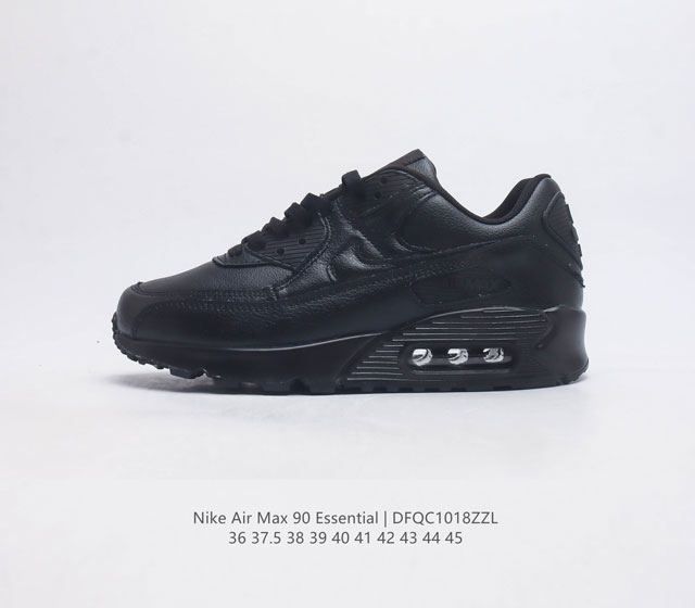 耐克 Nike Air Max 90 Essential 运动鞋气垫缓震跑步鞋 秉承该系列非凡缓震性能 缔造出众舒适穿着感与高级牛剖层革 人造革与织物组合鞋面