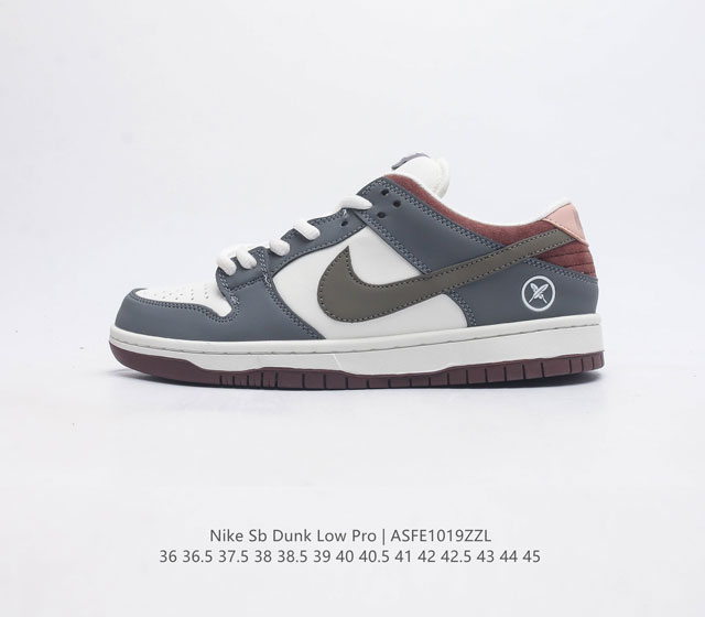 耐克 Nike Sb Dunk Low Pro 男 女滑板鞋 经典复古运动鞋 采用低帮设计 塑就经典 Dunk 风格 鞋垫后跟搭载 Zoom Air 气垫 加衬