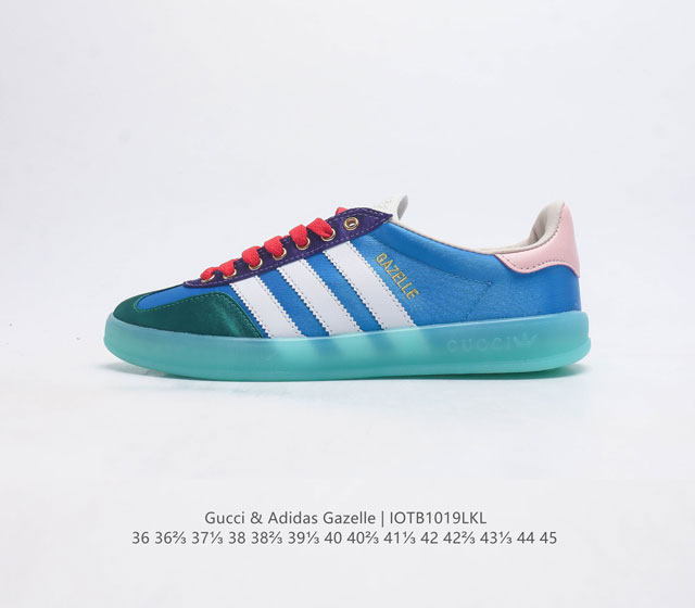 阿迪达斯 Adidas Originals X Gucci Gazelle 阿迪古驰联名经典休闲板鞋 复古男女运动鞋 融汇两个品牌丰富且历史悠久的典藏元素 A