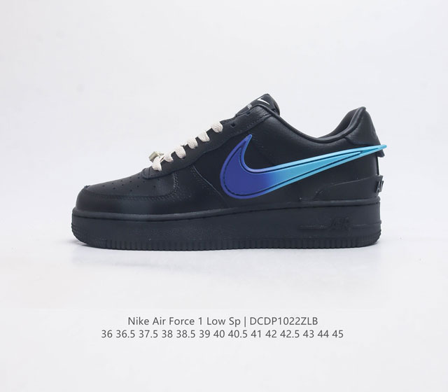 耐克 空军一号 Af1 低帮休闲板鞋 Ambush X Nk Air Force 1 07 Low Sp 空军一号联名 标志性的swoosh延伸至鞋跟之外 鞋舌