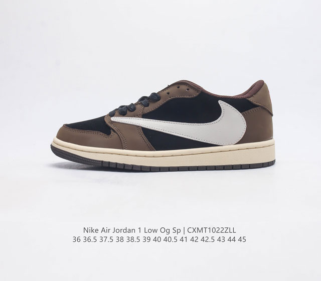 耐克运动鞋 Nike Air Jordan 1 Low Og Sp 倒勾 低帮篮球鞋 Aj1 乔丹1代 Aj1 乔1 反向脚趾复古运动鞋 亮点之处在于鞋侧的倒置