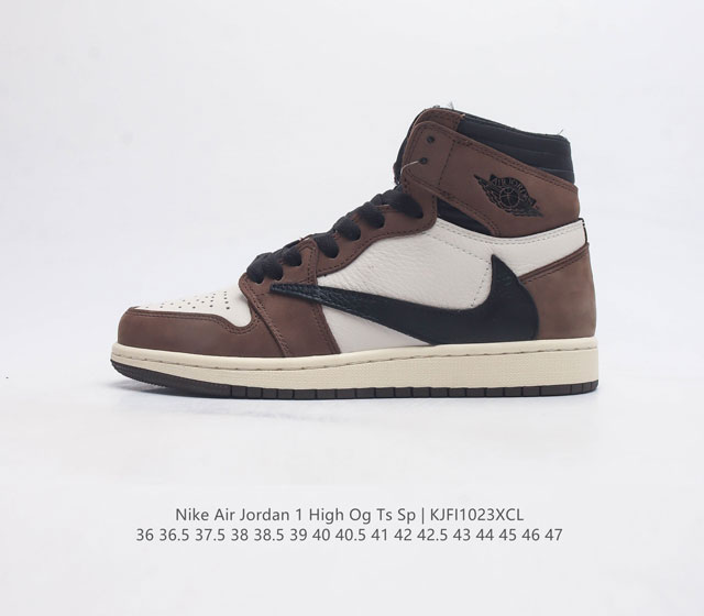 耐克 乔1Aj1 高帮篮球 板鞋 Travis Scott X Air Jordan1 High Og Ts Sp 闪电倒钩 高帮男女同款运动鞋 乔丹篮球鞋系列