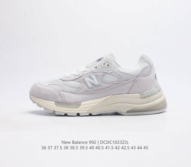 新百伦new Balance 992 复古风格简约经典舒适百搭时尚休闲鞋缓震透气跑步鞋 鞋面采用猪皮革与织物相结合 尼龙网布在拼接工序上极为繁复 彰显质感的同时