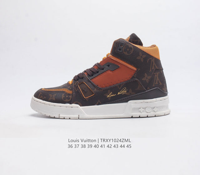 Lv路易威登louis Vuitton Trainer Sneaker High休闲运动文化百搭高帮篮球鞋 尺码 36-45 编码 Trxy1024Zml