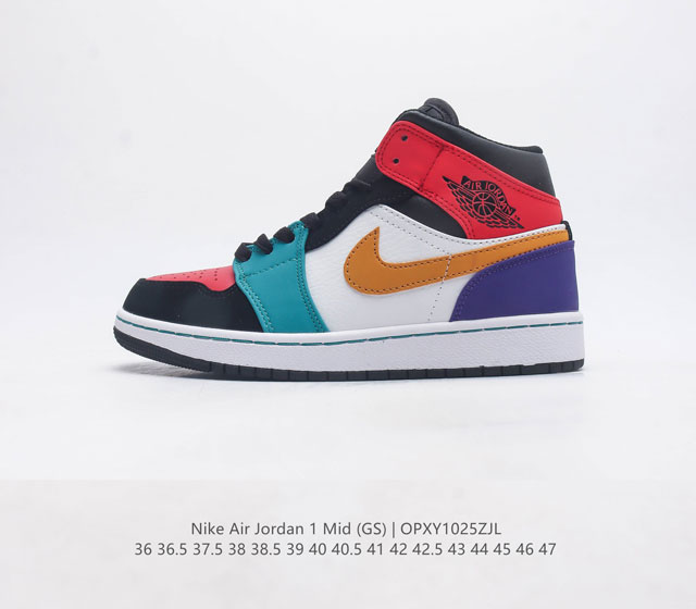 耐克 Nike Air Jordan 1 Mid 男女子篮球鞋时尚轻盈板鞋aj1乔1运动鞋 乔丹一代 高帮复古休闲篮球鞋 Air Jordan 1 Mid 搭载