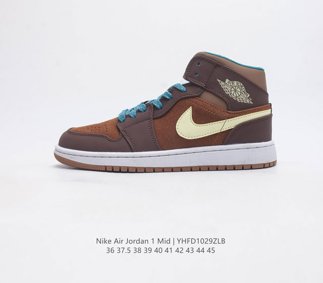 耐克 Nike Air Jordan 1 Mid 女子篮球鞋时尚轻盈板鞋aj1乔1运动鞋 乔丹一代 高帮复古休闲篮球鞋 Air Jordan 1 Mid 搭载内