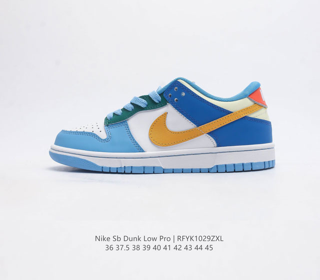 耐克 Nike Sb Dunk Low Pro 男 女滑板鞋 经典复古运动鞋 采用低帮设计 塑就经典 Dunk 风格 鞋垫后跟搭载 Zoom Air 气垫 加衬