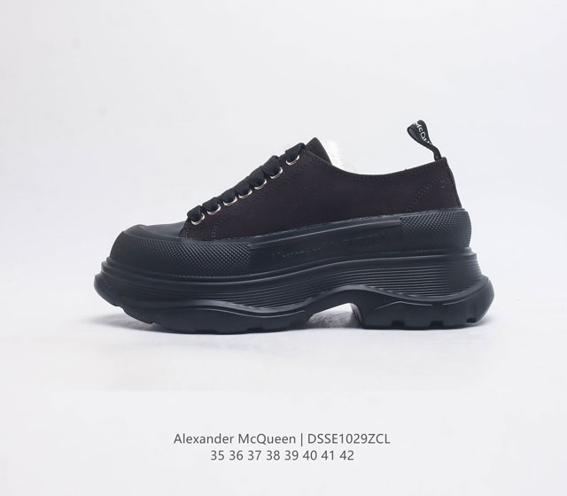 意大利高奢品牌-亚历山大 麦昆 Alexander Mcqueen Sole Sneakers 低帮时装厚底显高百搭休闲松糕鞋 女式厚底增高帆布鞋 新款 官方同