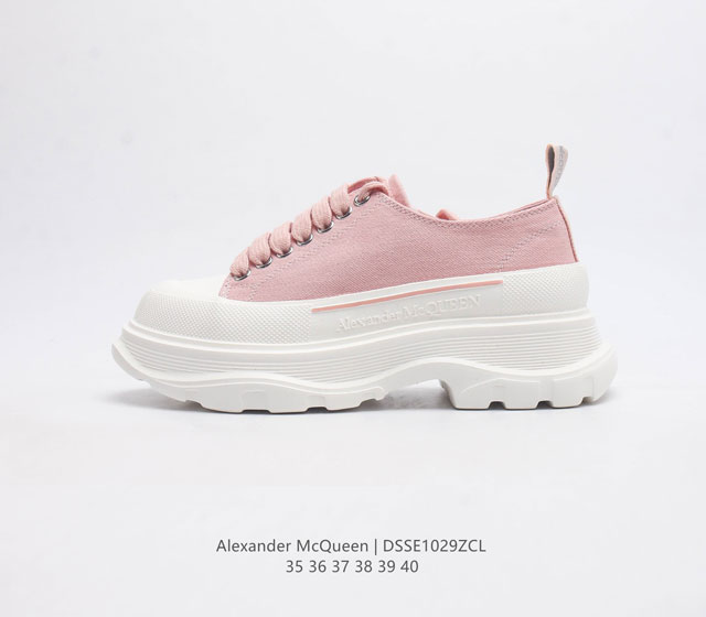 意大利高奢品牌-亚历山大 麦昆 Alexander Mcqueen Sole Sneakers 低帮时装厚底显高百搭休闲松糕鞋 女式厚底增高帆布鞋 新款 官方同