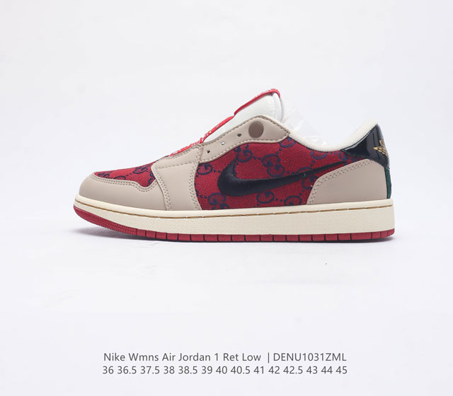 耐克 乔丹air Jordan 1 Low Aj1 乔1 乔丹1代aj1 Gucci 低帮复古文化休闲运动篮球鞋 从1985 年面世的元年款汲取设计灵感 采用简