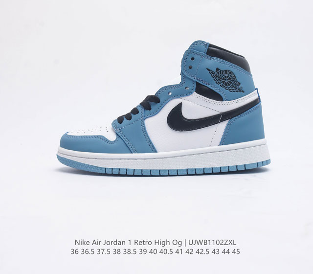 耐克 Nike Air Jordan 1 Retro High Og 乔丹一代篮球鞋复刻运动鞋 皮面高帮板鞋的设计灵感源自运动夹克 带你重温入选球队时刻 采用经