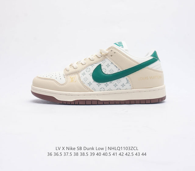 耐克 Nike Sb Dunk Low Pro X Lv 路易威登 联名 复古低帮休闲运动滑板板鞋 采用脚感柔软舒适zoomair气垫 有效吸收滑板等极限运动在