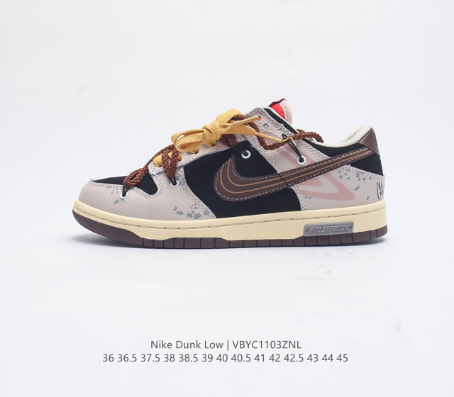 耐克 Nike Dunk Low 运动鞋复古解构绑带板鞋 作为 80 年代经典篮球鞋款 起初专为硬木球场打造 后来成为席卷街头的时尚标杆 现以经典细节和复古篮球