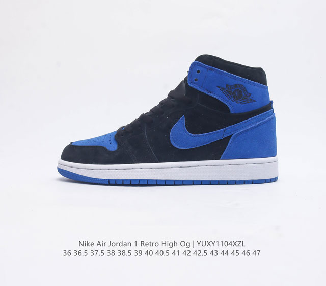 耐克 Nike Air Jordan 1 Retro High Og 乔丹一代篮球鞋复刻运动鞋 皮面高帮板鞋的设计灵感源自运动夹克 带你重温入选球队时刻 采用经