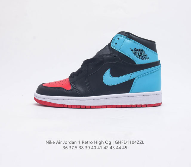 耐克 Nike Air Jordan 1 Retro High Og 乔丹一代篮球鞋复刻运动鞋 皮面高帮板鞋的设计灵感源自运动夹克 带你重温入选球队时刻 采用经