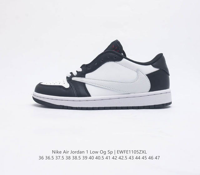 公司级 耐克运动鞋 Nike Air Jordan 1 Low Og Sp 倒勾 低帮篮球鞋 Aj1 乔丹1代 Aj1 乔1 反向脚趾复古运动鞋 亮点之处在于