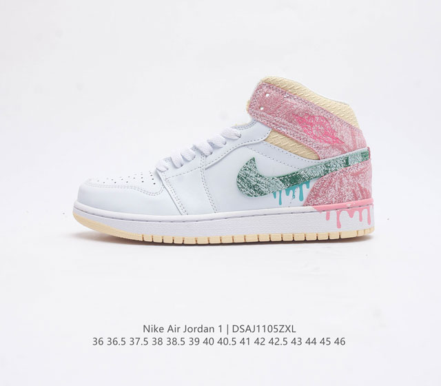 耐克 Nike Air Jordan 1 Mid 男女子篮球鞋时尚轻盈板鞋aj1乔1运动鞋 乔丹一代 高帮复古休闲篮球鞋 Air Jordan 1 Mid 搭载