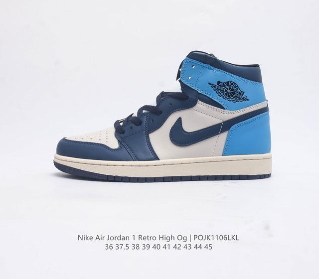 耐克 Nike Air Jordan 1 Retro High Og 乔丹一代篮球鞋复刻运动鞋 皮面高帮板鞋的设计灵感源自运动夹克 带你重温入选球队时刻 采用经