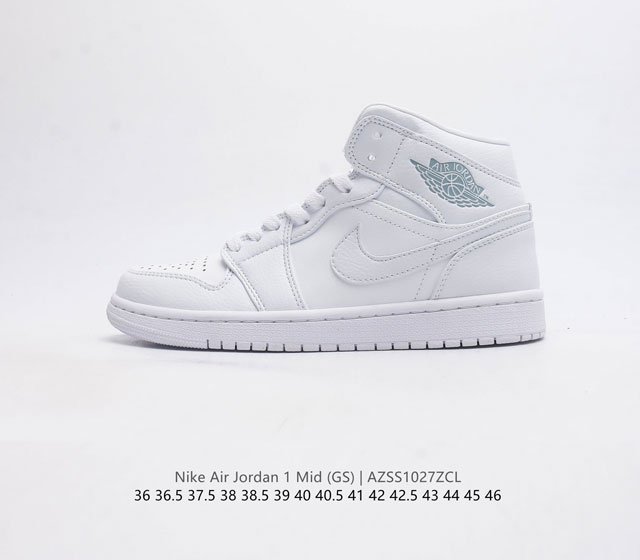 头层皮 耐克 Nike Air Jordan 1 Mid 男女子篮球鞋时尚轻盈板鞋aj1乔1运动鞋 乔丹一代 高帮复古休闲篮球鞋 Air Jordan 1 M