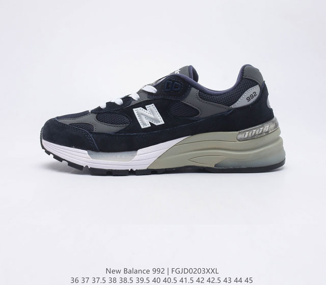 新百伦new Balance 992 复古风格简约经典舒适百搭时尚休闲鞋缓震透气跑步鞋 鞋面采用猪皮革与织物相结合 尼龙网布在拼接工序上极为繁复 彰显质感的同时