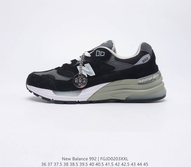 新百伦new Balance 992 复古风格简约经典舒适百搭时尚休闲鞋缓震透气跑步鞋 鞋面采用猪皮革与织物相结合 尼龙网布在拼接工序上极为繁复 彰显质感的同时