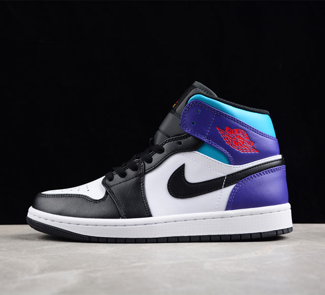 Cj版纯原 Air Jordan 1 Mid Aj1 乔1湖人配色 黑白紫 中帮文化休闲板鞋 Dq8426-154 尺码 40 40.5 41 42 42.5