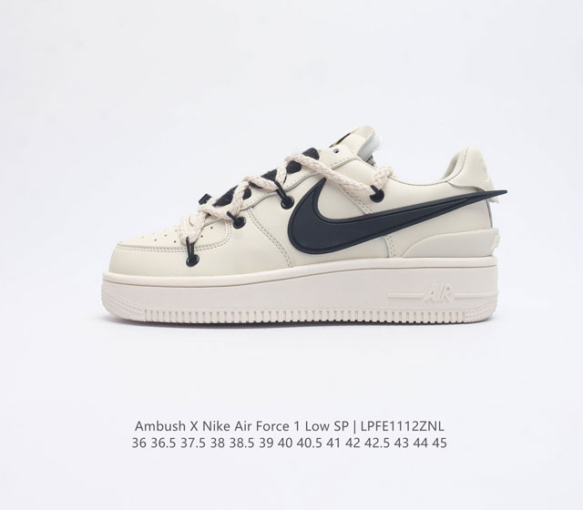 公司级 耐克 空军一号 Af1 低帮休闲板鞋 Ambush X Nk Air Force 1 07 Low Sp 空军一号联名 标志性的swoosh延伸至鞋跟之