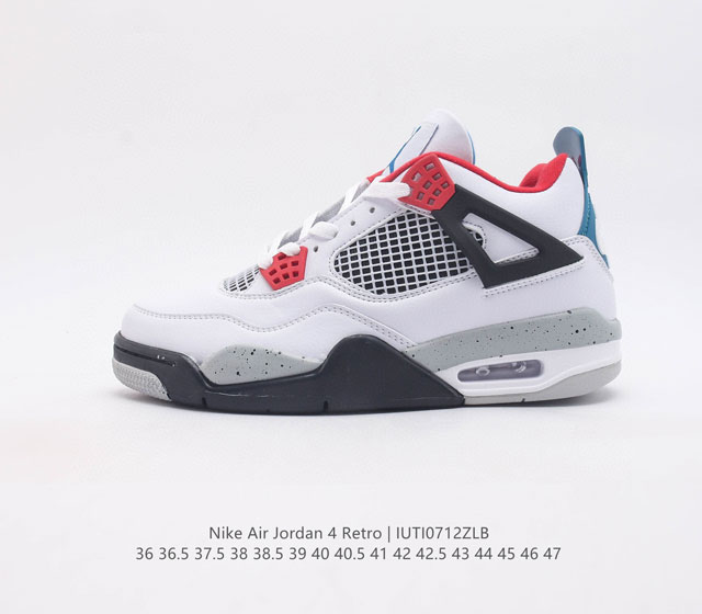 耐克 乔丹nike Air Jordan 4 Aj4代复古休闲运动文化篮球鞋 秉承轻量化的速度型篮球鞋设计思想完成设计 降低重量的同时提升舒适度 中底延续前作使