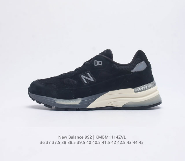 新百伦new Balance 992 复古风格简约经典舒适百搭时尚休闲鞋缓震透气跑步鞋 鞋面采用猪皮革与织物相结合 尼龙网布在拼接工序上极为繁复 彰显质感的同时