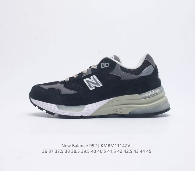 新百伦new Balance 992 复古风格简约经典舒适百搭时尚休闲鞋缓震透气跑步鞋 鞋面采用猪皮革与织物相结合 尼龙网布在拼接工序上极为繁复 彰显质感的同时