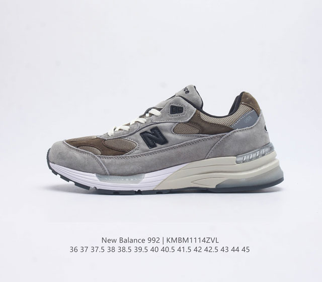 新百伦new Balance 992 复古风格简约经典舒适百搭时尚休闲鞋缓震透气跑步鞋 鞋面采用猪皮革与织物相结合 尼龙网布在拼接工序上极为繁复 彰显质感的同时