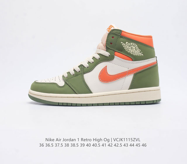 耐克 Nike Air Jordan 1 Retro High Og 乔丹一代aj1 乔1 Aj1 篮球鞋复刻运动鞋 皮面高帮板鞋的设计灵感源自运动夹克 带你重