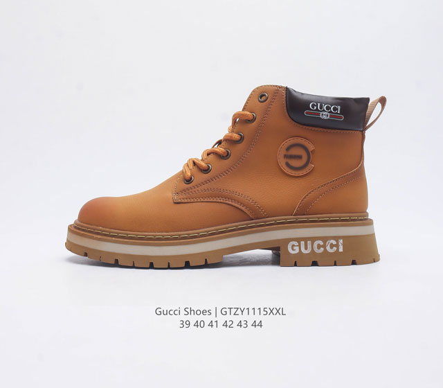 Gucci 古驰工装 休闲复古潮鞋系列靴子 马丁靴 大黄靴 新款潮板鞋 专治各种不帅 鞋身轻便 舒适性相当不错 橡胶大底 上身随意搭配 百看不厌 尺码 39-4