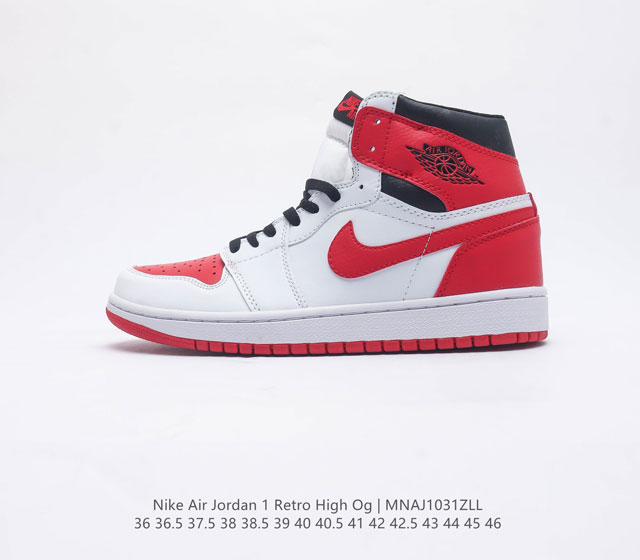 耐克 男女鞋 Nike Air Jordan 1 Retro High Og 乔丹一代aj1 乔1 Aj1 篮球鞋复刻运动鞋 皮面高帮板鞋的设计灵感源自运动夹克