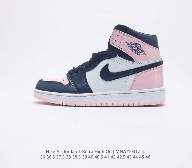 耐克 男女鞋 Nike Air Jordan 1 Retro High Og 乔丹一代aj1 乔1 Aj1 篮球鞋复刻运动鞋 皮面高帮板鞋的设计灵感源自运动夹克