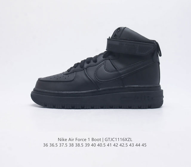 耐克 Nike Air Force 1 Boot 空军一号 Af1 中帮魔术贴百搭休闲运动板鞋 加垫中帮鞋口搭配经典魔术贴粘扣 塑就经典篮球鞋的舒适脚感与多变风