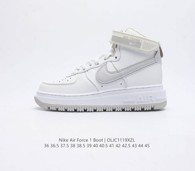 耐克 Nike Air Force 1 Boot 空军一号 Af1 中帮魔术贴百搭休闲运动板鞋 加垫中帮鞋口搭配经典魔术贴粘扣 塑就经典篮球鞋的舒适脚感与多变风