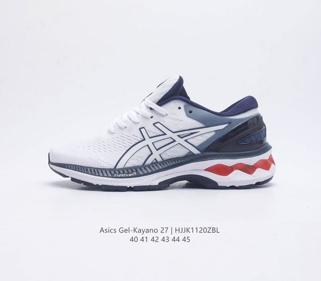 Asics 亚瑟士 Kayano 27代 男士夜跑专业跑鞋gel-Kayano 27 宽楦版 鞋面采用提花网布鞋面 具有良好的伸展性 支撑性和透气性 后跟稳定片