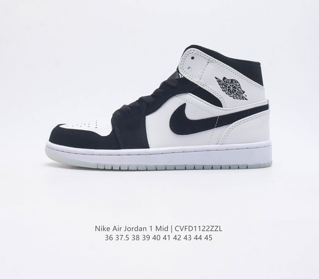 耐克 Nike Air Jordan 1 Mid Aj1乔1运动鞋复古休闲篮球鞋 高帮设计 提高了与足部的贴合度 给人不一样的穿着体验 高帮的设计给人帅气的印象