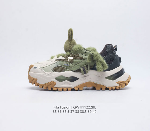 真标 斐乐 女鞋 Fila Fusion 意大利百年经典运动品牌 网红单品 小红书推荐爆款 Fila斐乐火星鞋新款厚底增高运动鞋 复古百搭老爹鞋 斐乐潮牌文化篮