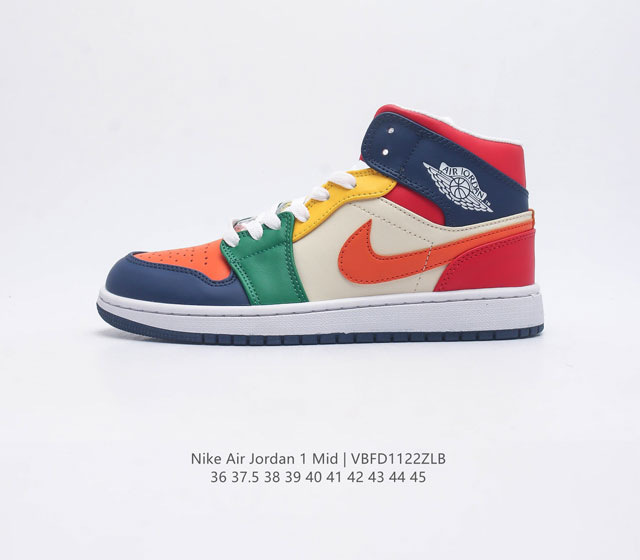 耐克 Nike Air Jordan 1 Mid 男女子篮球鞋时尚轻盈板鞋aj1乔1运动鞋 乔丹一代 高帮复古休闲篮球鞋 Air Jordan 1 Mid 搭载