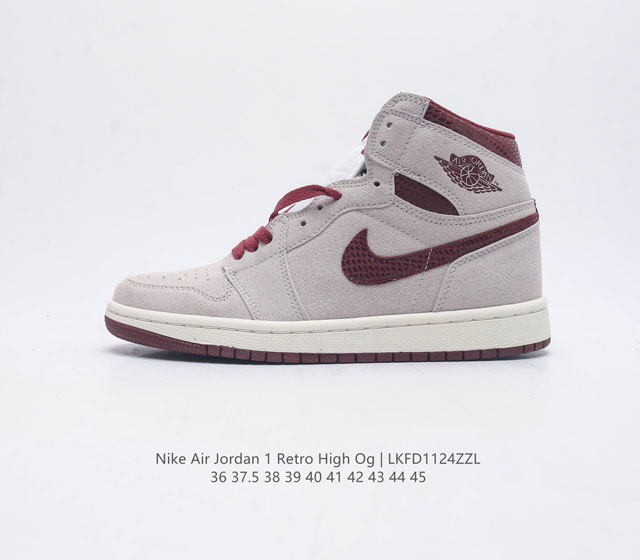 耐克 男女鞋 Nike Air Jordan 1 Retro High Og 乔丹一代aj1 乔1 Aj1 篮球鞋复刻运动鞋 皮面高帮板鞋的设计灵感源自运动夹克