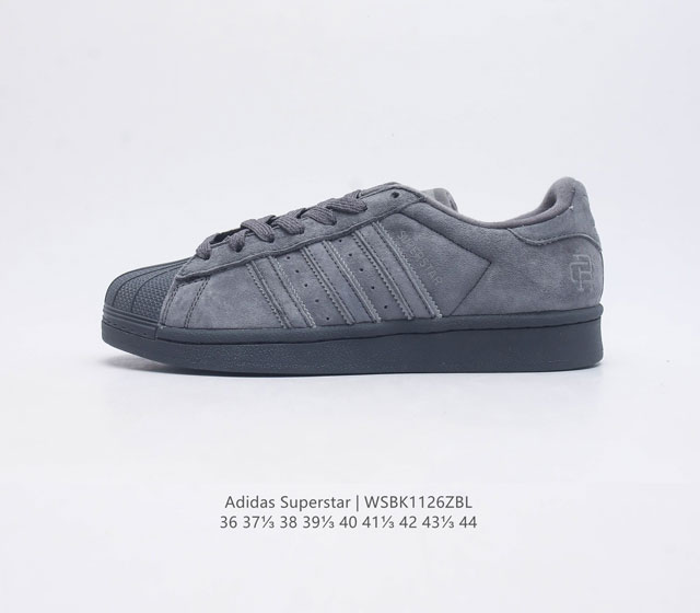 阿迪达斯 Adidas Superstar 三叶草经典贝壳头系列 新款休闲板鞋潮流男女士运动鞋 鞋面柔软皮革材质 标志性的贝壳鞋头 锯齿三条纹 简约的线条 就连