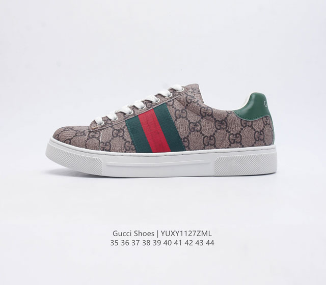 Gucci 古奇 小白鞋 古驰奢侈品男女运动板鞋 休闲鞋子 Gucci Tennis 1977老花鞋 经典耐穿 复古感满满的gucci老花鞋老花满印板鞋 生胶底